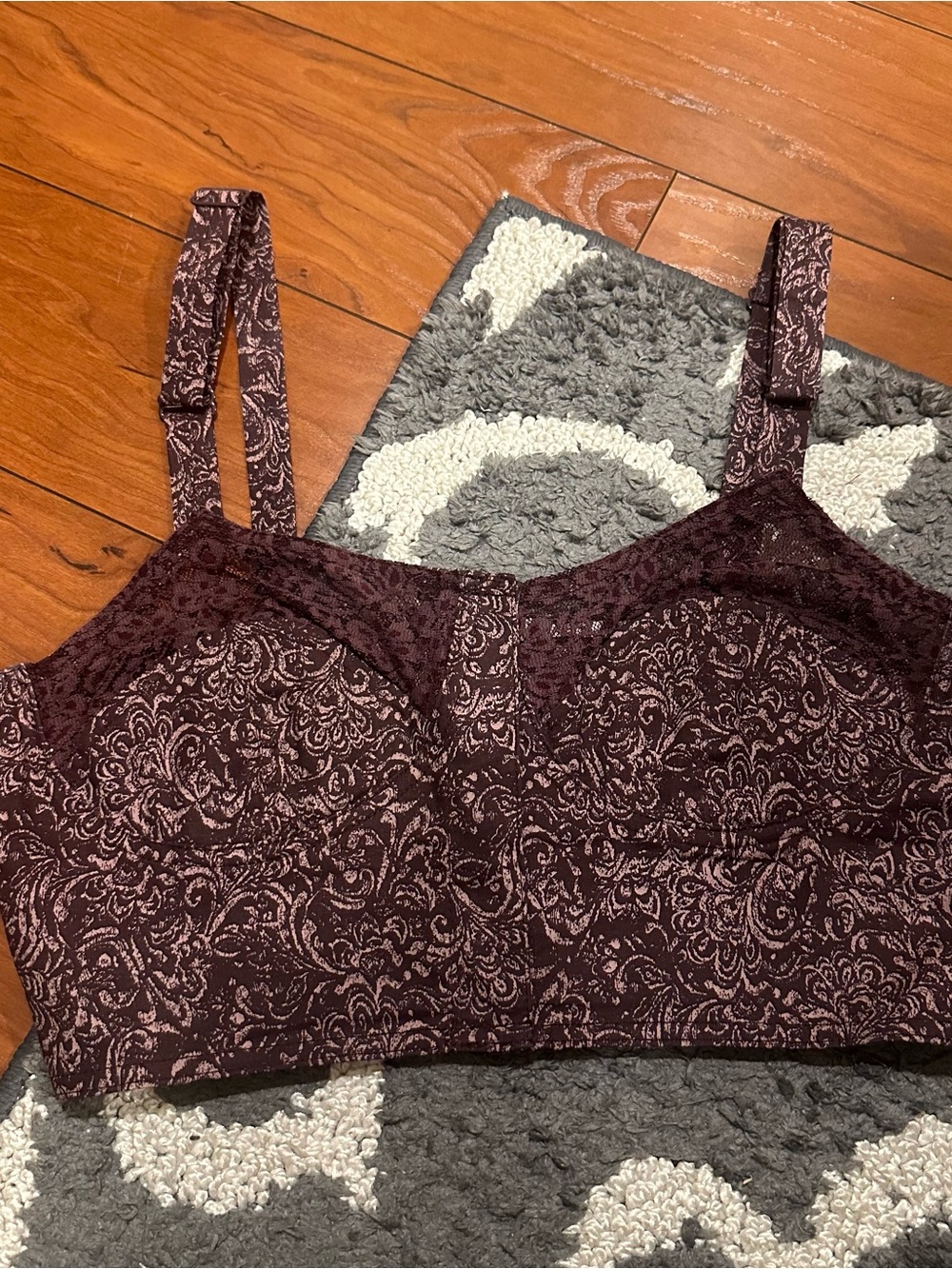 Y2K Kimchi Blue Paisley Lace-Trim Bralette  Bustier Crop Top Size M